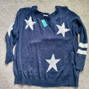Maurices Navy and White Star Sweater